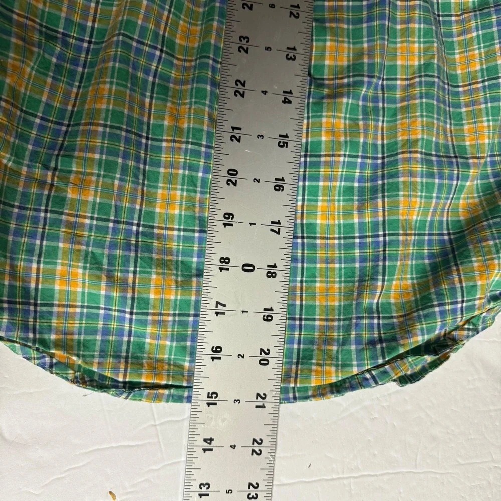 Ralph Lauren Boys Green Yellow Plaid Button Down Shirt‎ Size S 8 10 Long Sleeve